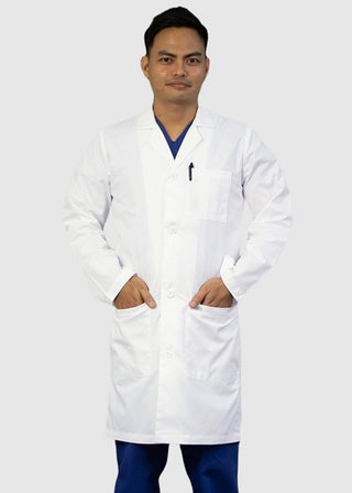 HeedFit Unisex 37 Inches Three Pocket White Functional Lab Coat