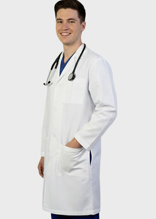 HeedFit Unisex 37 Inches Three Pocket White Functional Lab Coat