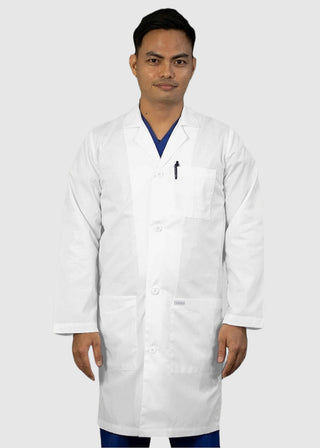 HeedFit Unisex 37 Inches Three Pocket White Functional Lab Coat