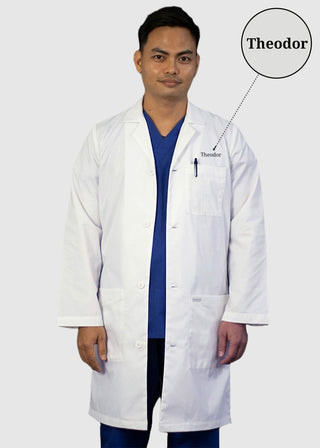 HeedFit Free Embroidery Unisex 37 Inches Three Pocket White Functional Lab Coat