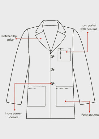 HeedFit Unisex 31 Inches Three Pockets 31 Inches White Lab Coat