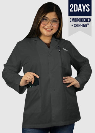 HeedFit Free Embroidery Unisex 31 Inches Three Pockets Lab Coat