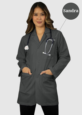 HeedFit Free Embroidery Unisex 31 Inches Three Pocket White Consultation Coat