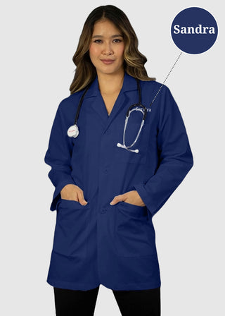 HeedFit Free Embroidery Unisex 31 Inches Three Pocket White Consultation Coat