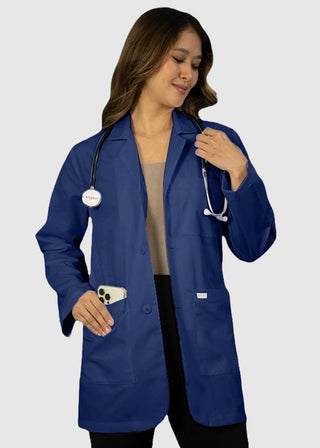 HeedFit Free Embroidery Unisex 31 Inches Three Pocket White Consultation Coat