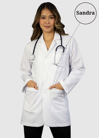 HeedFit Free Embroidery Unisex 31 Inches Three Pocket White Consultation Coat