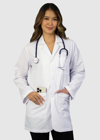 HeedFit Free Embroidery Unisex 31 Inches Three Pocket White Consultation Coat