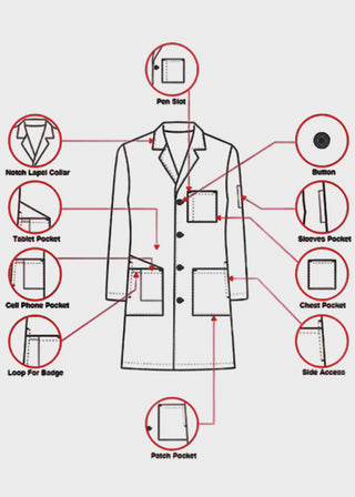 HeedFit Unisex 38 Inches Multi Pockets Premium Lab Coat