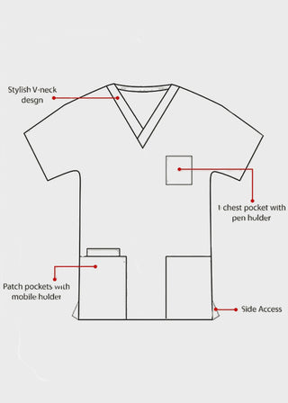 HeedFit Unisex 27.5 Inches V-Neck Four Pocket Scrub Top