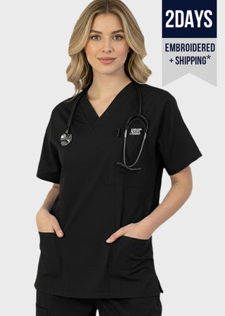Free Embroidery HeedFit 27.5 Inch Unisex Four Pocket Scrub Top