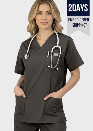 Free Embroidery HeedFit 27.5 Inch Unisex Four Pocket Scrub Top