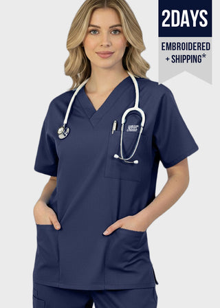 Free Embroidery HeedFit 27.5 Inch Unisex Four Pocket Scrub Top
