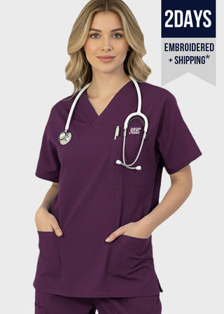 Free Embroidery HeedFit 27.5 Inch Unisex Four Pocket Scrub Top