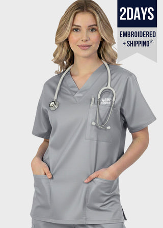 Free Embroidery HeedFit 27.5 Inch Unisex Four Pocket Scrub Top