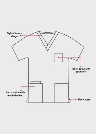 Free Embroidery HeedFit 27.5 Inch Unisex Four Pocket Scrub Top