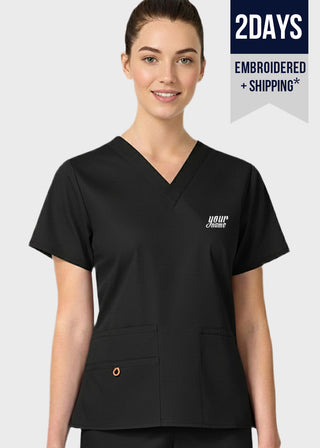 Free Embroidery HeedFit Women's Multi Pockets V-Neck Scrub Top