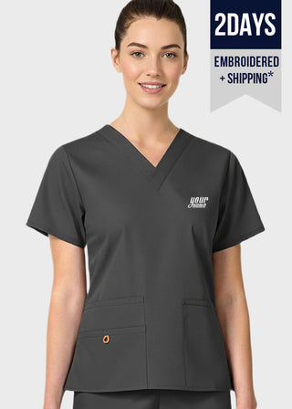 Free Embroidery HeedFit Women's Multi Pockets V-Neck Scrub Top