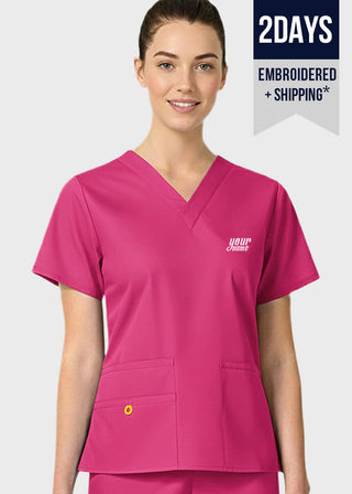 Free Embroidery HeedFit Women's Multi Pockets V-Neck Scrub Top