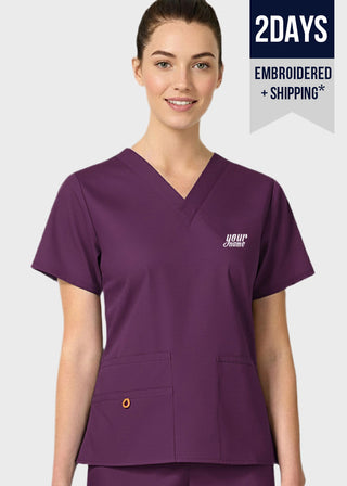 Free Embroidery HeedFit Women's Multi Pockets V-Neck Scrub Top