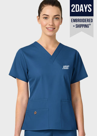 Free Embroidery HeedFit Women's Multi Pockets V-Neck Scrub Top