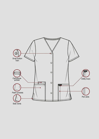Free Embroidery HeedFit Women's Snap Front V-Neck Scrub Top