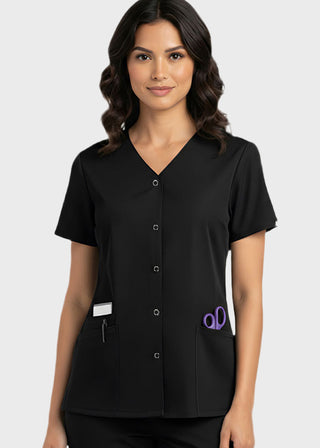 HeedFit Women's Snap Front V-Neck Scrub Top