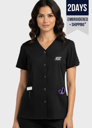 Free Embroidery HeedFit Women's Snap Front V-Neck Scrub Top