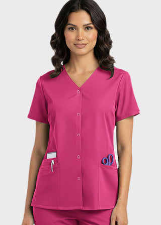 HeedFit Women's Snap Front V-Neck Scrub Top