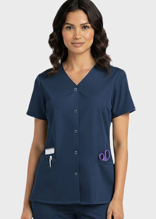 HeedFit Women's Snap Front V-Neck Scrub Top