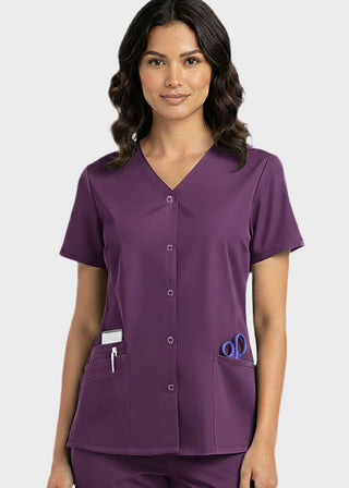 HeedFit Women's Snap Front V-Neck Scrub Top