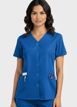 HeedFit Women's Snap Front V-Neck Scrub Top