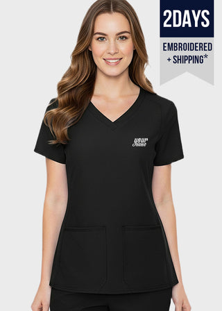 Free Embroidery HeedFit Women's Shaped Shoulder Seam Scrub Top