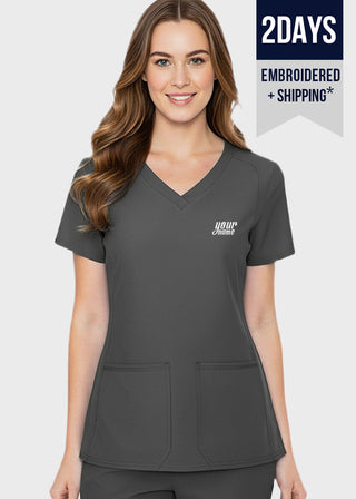 Free Embroidery HeedFit Women's Shaped Shoulder Seam Scrub Top