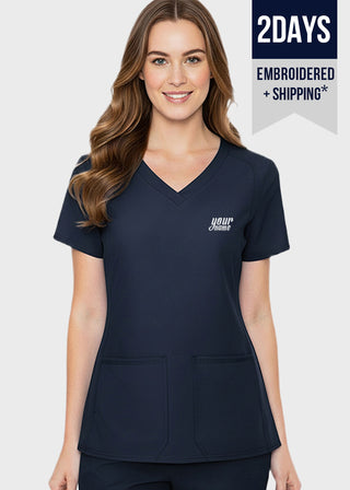 Free Embroidery HeedFit Women's Shaped Shoulder Seam Scrub Top