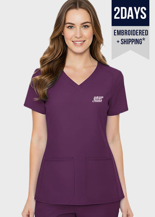 Free Embroidery HeedFit Women's Shaped Shoulder Seam Scrub Top