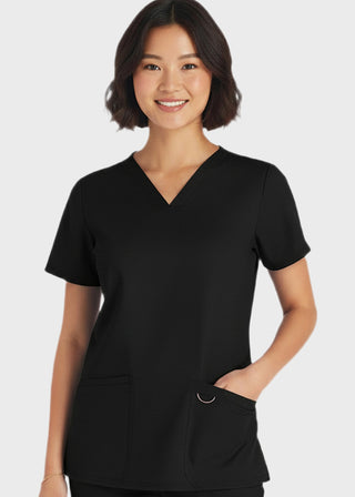 HeedFit Women's V-Neck Nursing Scrub Top with Three Pockets
