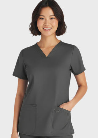 HeedFit Women's V-Neck Nursing Scrub Top with Three Pockets
