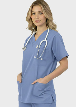 Free Embroidery HeedFit 27.5 Inch Unisex Four Pocket Scrub Top