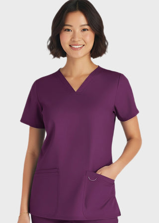 HeedFit Women's V-Neck Nursing Scrub Top with Three Pockets