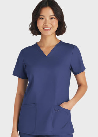 HeedFit Women's V-Neck Nursing Scrub Top with Three Pockets