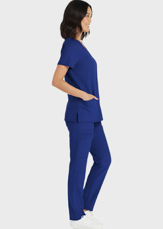 HeedFit Women's V-Neck Nursing Scrub Top with Three Pockets