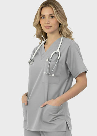 Free Embroidery HeedFit 27.5 Inch Unisex Four Pocket Scrub Top