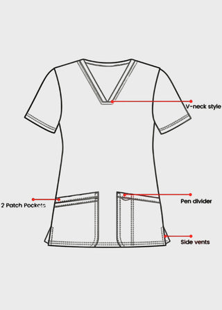 HeedFit Women's V-Neck Nursing Scrub Top with Three Pockets