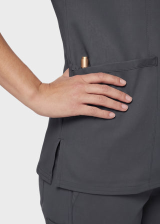 Free Embroidery HeedFit Women's 3-Pocket Mock Wrap Scrub Top