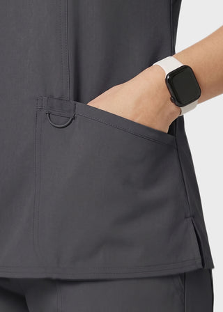 Free Embroidery HeedFit Women's 3-Pocket Mock Wrap Scrub Top