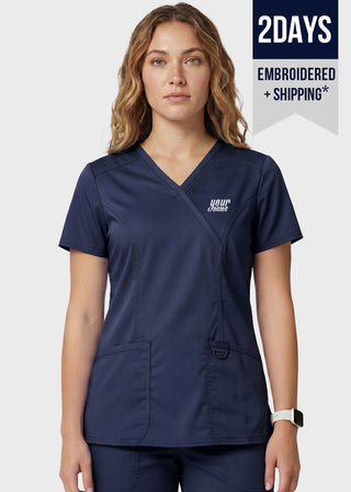 Free Embroidery HeedFit Women's 3-Pocket Mock Wrap Scrub Top