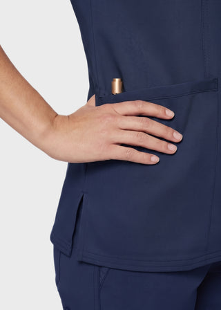 Free Embroidery HeedFit Women's 3-Pocket Mock Wrap Scrub Top