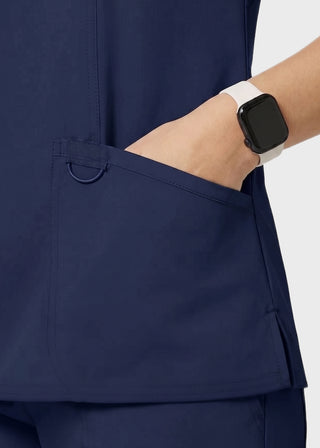 Free Embroidery HeedFit Women's 3-Pocket Mock Wrap Scrub Top