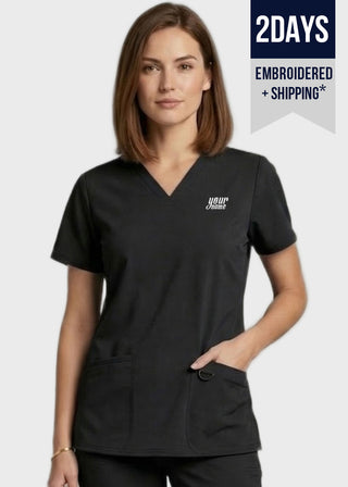 Free Embroidery HeedFit 3- Pockets Women's V-Neck Nursing Scrub Top