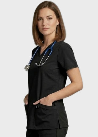 Free Embroidery HeedFit 3- Pockets Women's V-Neck Nursing Scrub Top